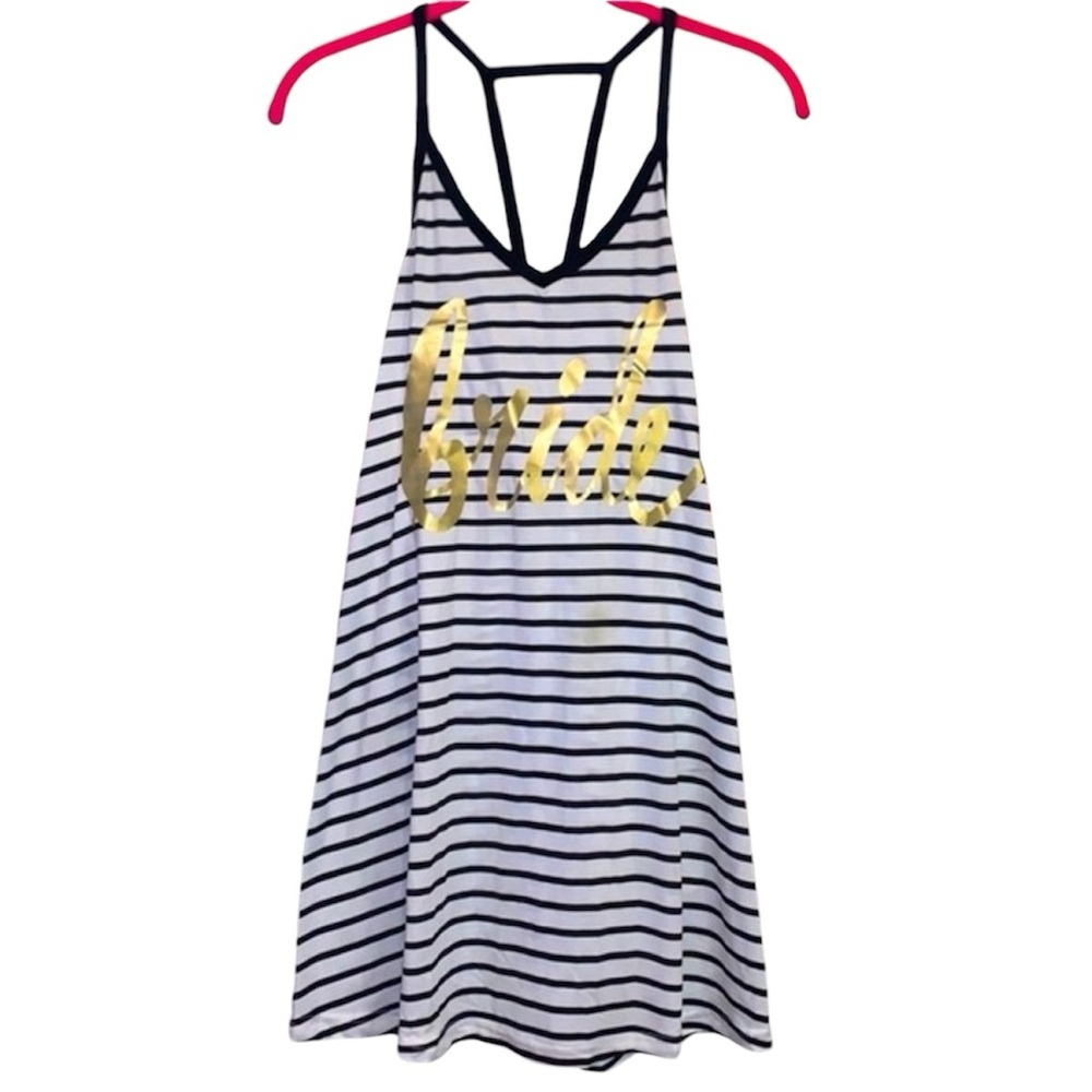 Bride White Black Striped Razorback Casual Dress Sz 2